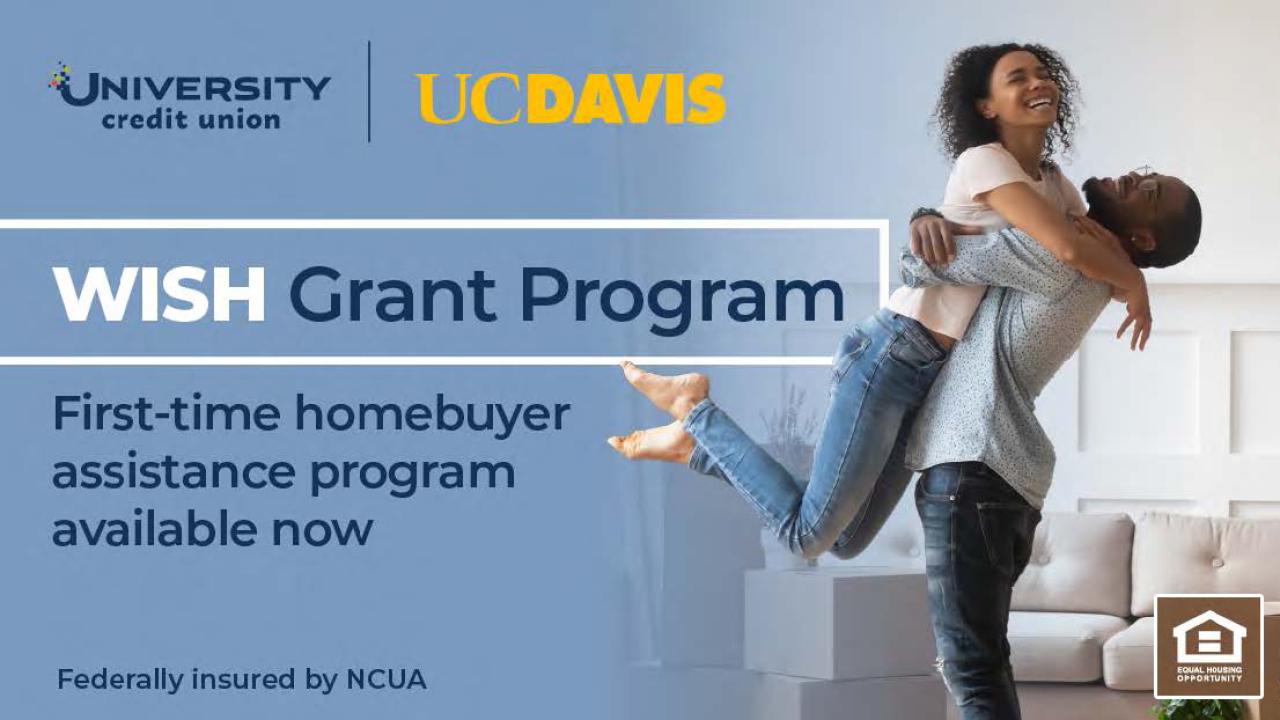 First-time homebuyers: Federal grant assistance opportunity through University Credit Union now available. Workforce Initiative Subsidy for Homeownership (WISH) program.