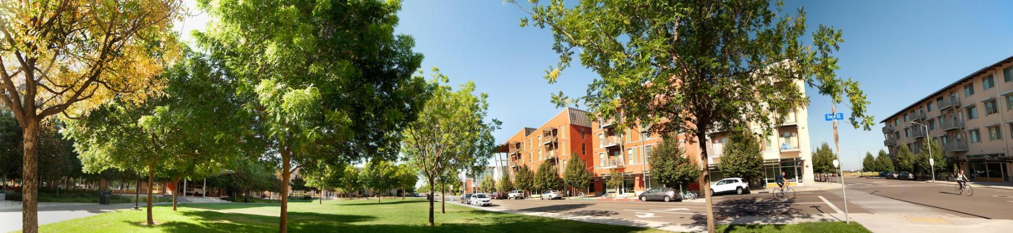 panorama of uc davis west village student housing