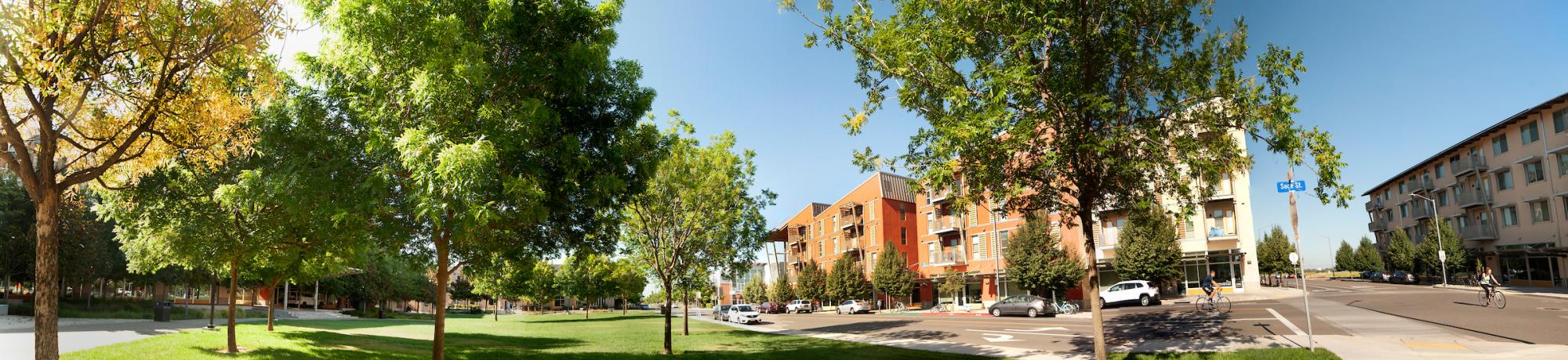 panorama of uc davis west village student housing